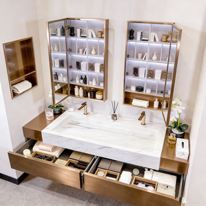 Mueble de Baño de Pared de Gran Tamaño, Estilo de Lujo Ligero, con Dos Gabinetes con Espejo - Product Image 5