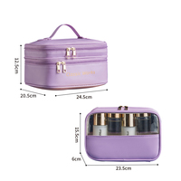 Luxe Double Couche En Cuir PU Cosmétique Sac Ensemble De Mode Style Visible PVC Fenêtre Fermeture À Glissière En Gros Lettre Cosmétique Cas