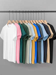 T-shirt pour homme en coton 100% de bonne qualité, logo personnalisé, couleur personnalisée, col rond, coupe régulière, sportif, décontracté, vierge - Product Image 2