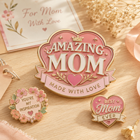 Pins en émail personnalisés pour la fête des mères, badges en métal pour revers, pins floraux en forme de cœur pour maman, cadeaux personnalisés pour femmes et mères