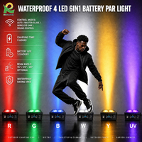 Projecteur LED PAR sans fil Redsun alimenté par batterie 4x18W RGBWAUV 6-en-1 étanche pour éclairage de scène de mariage et de fête avec contrôle DMX