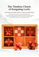 Jeu de société en bois de haute qualité : Casse-tête Kongming et Luban à démonter, jeu de puzzle complet avec boîte de rangement