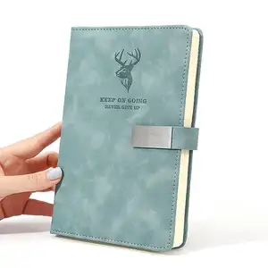 Caderno engrossado personalizado com fivela criativa, diário de negócios de alta qualidade A5, caderno com cabeça de veado estampado, logotipo personalizado