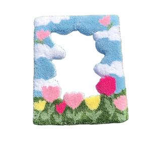 Increíble artesanía púrpura puesta de sol punzón espejo Retro escandinavo <span class=keywords><strong>Grafic</strong></span> marco tufted espejos para pared decoración del hogar - Product Image 4