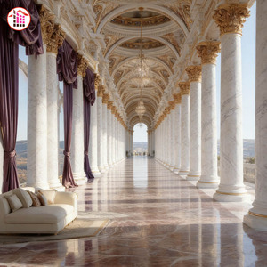 Columnas de Mármol Corintias Doradas de Lujo, Pilares de Piedra Natural Sólida con Capitel Ornamentado, Decoración de Palacio, Columnas de Mármol Hechas a Mano - Product Image 1