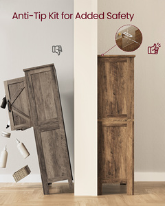 Mobiletto da <span class=keywords><strong>Bagno</strong></span> <span class=keywords><strong>VASAGLE</strong></span> Collezione LIRY con Ante Scorrevoli, Armadio da Cucina Indipendente, Mobile Contenitore Stile Rustico - Product Image 4