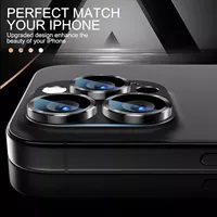 Protecteur d'écran en verre d'objectif de caméra à couverture complète en métal pour iPhone 16 Pro Max / 16 Plus Protecteur d'objectif de caméra à anneau métallique