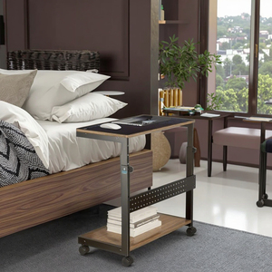 Wholesale Price Rolling Multi Purpose Height Adjustable 2 Tier Metal &amp; Wooden <strong>Tower</strong> <strong>Stand</strong> for Fits Most <strong>PC</strong> Gaming Bed Sofa - Product Image 1