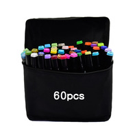 Sélectionnable professionnel intérieur 60 couleurs double art stylos à colorier fine double pointe art alcool pinceau marqueur couleur stylo ensemble