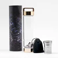 Bpa Botol Air Kristal Kaca, Infuser Buah Batu Permata Emas Mawar Ramah Lingkungan Dicetak Logo Khusus Gratis