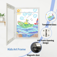 Cadre photo A4 pour œuvres d'art d'enfants, interchangeable, en bois blanc avec verre incassable, cadre pour collection d'art d'enfants