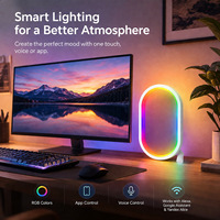 Lampe d'Ambiance LED Intelligente RGBIC Ovale pour Bureau, Contrôle Vocal via APP, 16 Millions de Couleurs, Gradation, Décoration pour Chambre et Gaming