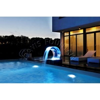 Cascade de piscine en acier inoxydable avec lame de cascade et éclairage LED