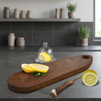 Tabla de cortar rectangular ecológica de grado de madera de teca natural hecha a mano, tamaño personalizable, diseño personalizado