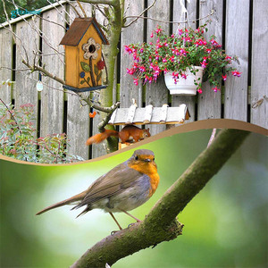 Keramisch Hangend Vogelhuisje Voor Buitentuin Tuin Decoratief Vogelhuisje Met Gele Bloem - Product Image 4