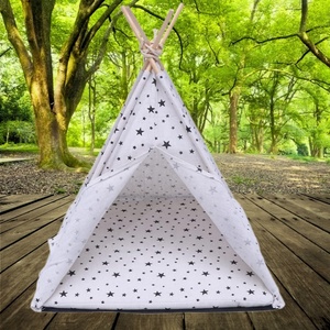 Solid Pattern Wooden Poles Pet <strong>Teepee</strong> with Cushion Convenient Carry Bag for Indoor Use <strong>Dog</strong> or Cat House Bed - Product Image 6