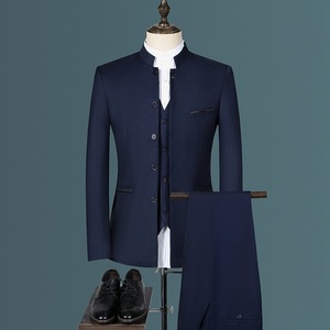S6358F Envío Directo Otoño Traje Elegante de Tres Piezas con Cuello Alto <span class=keywords><strong>para</strong></span> Hombre de Negocios y Ocio, Estilo Juvenil y de Mediana Edad - Product Image 1