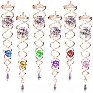 OEM Factory Gazing Ball Spiral Tail Wind Spinner Stabilizer Garden Hanging Decoration Wind Spinner Spiral Tail with Crystal Ball