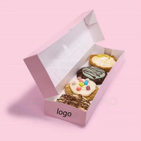 Boîtes à pâtisserie biodégradables en papier d'art rose imprimé pour biscuits, pour pâtisserie OEM