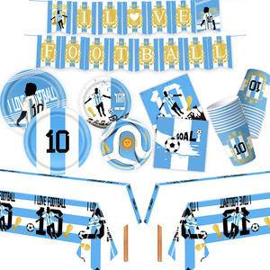 Artículos <span class=keywords><strong>de</strong></span> Fiesta para Fanáticos <span class=keywords><strong>de</strong></span> <span class=keywords><strong>Messi</strong></span>: Pancarta, Bandera, Vajilla, Bandeja <span class=keywords><strong>de</strong></span> Papel, Vasos, Servilletas, Globos, Adornos para Pastel, Azul, Blanco y Dorado - Product Image 1