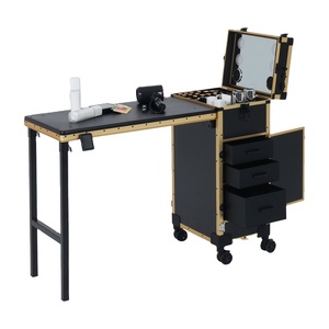 Bàn làm móng di động có 3 ngăn kéo, có khóa, vali trang điểm gấp gọn, bàn làm móng di động, hộp đựng mỹ phẩm du lịch dành cho thợ làm móng - Product Image 1