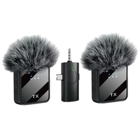 Microphone Lavalier Sans Fil 3-en-1 F11-2 Double Micro Anti-Bruit Mini Clip-on pour iPhone Android Appareil Photo Interview Vlog