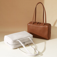 Sac fourre-tout Boston de luxe en cuir véritable BGJ pour femme, avec fermeture éclair, en cuir tanné végétal, porté épaule ou croisé