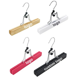 Wholesale High Quality Hair Extension Wigs Durable <strong>Pants</strong> Wooden <strong>Hanger</strong> Clamp Dress Hair <strong>Hanger</strong> With Logo - Product Image 1