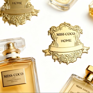 2025 Custom Metal Brand 3d Logo Transcripts Sticker Label Engraved <b>Gold</b> Selfadhesive Metal Label Sticker Perfume Matel Label - Product Image 6