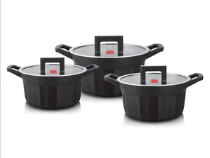 Utensilios de Cocina Ecológicos Antiadherentes Aptos para Horno y Lavavajillas, Juego de Ollas y Sartenes de Aluminio con Revestimiento de Piedra y Mármol, Cacerola Desmontable - Product Image 2