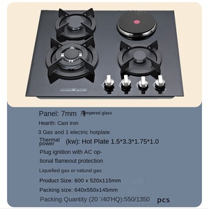Nuevo diseño personalizado electrodomésticos de cocina encimera de Gas 90cm encimera de Gas de vidrio templado cinco quemadores encimera de Gas - Product Image 2