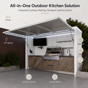 Meubles de cuisine modulaires en acier inoxydable, îlot de cuisson extérieur résistant aux intempéries, <span class=keywords><strong>armoire</strong></span> de cuisine sur mesure avec évier et rangement - Product Image 4