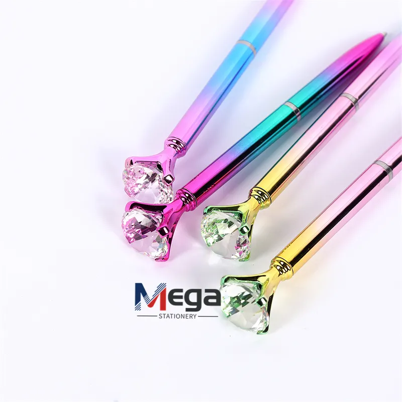 MEGA plus populaire grand cristal diamant stylo à bille stylo à bille en métal pour bureau école mariage