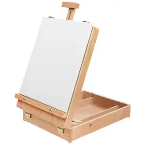 High Quality Art Supplies Box Easel Sketchbox Painting Storage Box, Adjust Wood Tabletop Easel for Drawing & Sketching Student
