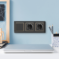 Kamanni, nuevo diseño, Color madera, PC, Panel curvo, 250V, enchufe de pared único, interruptores de interruptor de botón de luz de Control