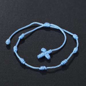 <span class=keywords><strong>Pulsera</strong></span> de Hilo Rojo con Cruz de <span class=keywords><strong>7</strong></span> <span class=keywords><strong>Nudos</strong></span>, Diseño Clásico Cristiano, Ajustable, Unisex, Amuleto de la Suerte, Regalo - Product Image 6