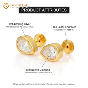 ต่างหูเงิน S925 ประดับมอยส์ซาไนต์ทรงลูกแพร์ 2-5 กะรัต รุ่น Goldleaf Custom – เหมาะสำหรับเป็นของขวัญและสวมใส่ในชีวิตประจำวัน - Product Image 5