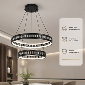 Lustre moderne en fer rond à LED, dimmable, télécommande tricolore, pour salle à manger, salon, décoration intérieure - Product Image 2