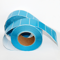 Étiquettes personnalisées vierges bleues, étiquettes personnalisées, papier enduit imperméable, sensibles à la pression, étiquettes d'expédition d'usine, étiquettes d'inventaire express