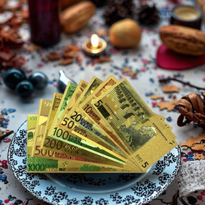 Nouvelles billes de banque européennes pour collection de cadeaux de Noël, billets de banque en plastique imperméables plaqués <span class=keywords><strong>or</strong></span> de 5, 10, 20, 50, 100, 200, 500, 1000 euros - Product Image 3