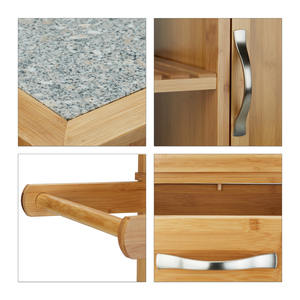 कस्टम बांस रसोई द्वीप और कार्ट भंडारण कार्ट ट्रॉली के साथ संगमरमर काउंटरटॉप और 2 दराज, खुली अलमारियां - Product Image 3