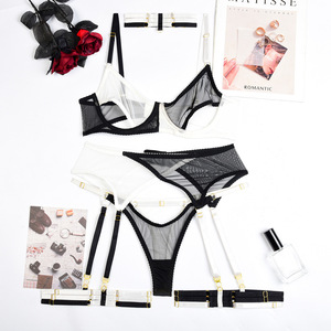 Conjunto de Lencería de Malla Transparente con Contraste de Color, Sexy y Transpirable, Conjunto de Sujetador y Braguita para Mujer Madura - Product Image 6