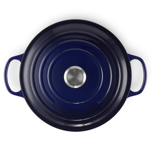 Casserole en fonte émaillée de 22 cm, couleur indigo, antiadhésive, 3QT, avec couvercle en céramique, écologique, compatible gaz, de Bright Houseware - Product Image 3