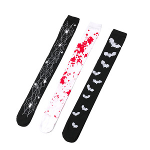 Halloween mujeres niñas sobre la rodilla alta fiesta vacaciones Cosplay <span class=keywords><strong>medias</strong></span> sangrado murciélagos <span class=keywords><strong>esqueleto</strong></span> patrón Calcetines - Product Image 2
