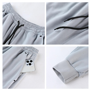 Ensemble de jogging unisexe avec broderie d'écussons fabriqué, personnalisé, poids lourd, délavé, pantalon de survêtement et sweat à capuche empilés au soleil - Product Image 5