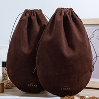 Sac à sous-vêtements en velours suédé durable avec logo imprimé, pochette anti-poussière en tissu recyclable, emballage à cordon doré pour bijoux et cadeaux BaiShun
