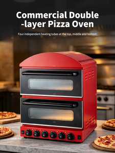 Elektrikli Çift Katlı 2 Tepsili Tezgah Üstü Ticari Fırın, Dijital Kontrollü Unlu Mamüller Ekmek Pizza Fırını, 2 Adet Pizza Taşıyla - Product Image 6