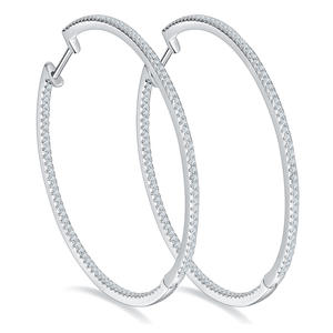 Pendientes de Aro de Silicona con Moissanita de 50 mm, Chapados en Oro y Plata, Unisex, para Fiestas - Product Image 1