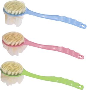 Long Handle Soft Bristle Bath <b>Brush</b> Hangable Double-sided Bath <b>Brush</b> with Bath Flower - Product Image 5