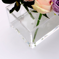 Centre de table floral rectangulaire en acrylique transparent personnalisé, décorations de table de mariage, arrangements de table à manger, vase floral pour mariages